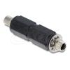 Delock - Netzteil - Gleichstromstecker 5,5 x 2,5 mm (M) zu Gleichstromstecker 5,5 x 2,1 mm (W) mit Gewinde - gerade - Schwarz