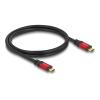 Delock - USB-Kabel - USB-C (M) zu USB-C (M) - USB 3.2 / Thunderbolt 3 - 20 V - 5 A - 80 cm - USB-Stromversorgung (100 W), Power Delivery 3.0 Unterstützung, Datenübertragungsrate von bis zu 20 Gbps, vergoldete Kontakte, E-marker - Schwarz / Rot