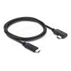 Delock - USB-Kabel - USB-C (M) gerade zu USB-C (M) links / rechts abgewinkelt - USB 3.2 / Thunderbolt 3 - 48 V - 5 A - 50 cm - bis zu 40 Gbps Datenübertragungsrate, USB Power Delivery 3.1 (240W) - Schwarz