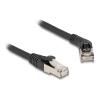 Delock - Patch-Kabel - RJ-45 (M) nach rechts abgewinkelt zu RJ-45 (M) gerade - 1 m - 6 mm - S / FTP - CAT 6a - geschirmt, halogenfrei, ohne Haken - Schwarz