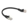 Delock - Patch-Kabel - RJ-45 (M) links abgewinkelt zu RJ-45 (M) gerade - 25 cm - 6 mm - S / FTP - CAT 6a - halogenfrei, ohne Haken - Schwarz