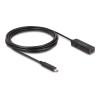 Delock - USB-Verlängerungskabel - USB-C (M) zu power DC jack, USB-C (W) - 5 V - 2 A - 3 m - aktiv, bis zu 10 Gbps Datentransferrate - Schwarz