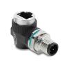 Delock M12 Adapter D-kodiert 4 Pin Stecker zu RJ45 Buchse zum Einbau rund 90 grad gewinkelt