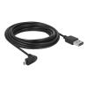 Delock Easy - USB-Kabel - USB (M) umkehrbar zu Micro-USB Typ B (M) nach oben / unten abgewinkelt, doppelseitig - USB 2.0 - 5 m - Schwarz