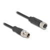 Delock - Netzwerkverlängerungskabel - 8 pin M12-X (M) zu 8 pin M12-X (W) - 1 m - 6 mm - S / FTP - CAT 5e - Schwarz