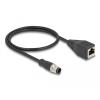 Delock - Netzwerkkabel - M12 (4-polig) (M) zu RJ-45 (W) - 50 cm - 5 mm - S / FTP - CAT 5e - IP67 - Schwarz