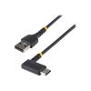 StarTech 1 m USB-A Auf USB-C Ladekabel - USB-C Winkelstecker - 3A - USB-Kabel - USB (M) gerade zu USB-C (M) rechtwinklig - USB 2.0 - 3 A - 1 m - Schwarz