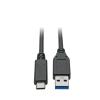 Eaton Tripp Lite Series USB-C to USB-A Cable (M / M), USB 3.2 Gen 2 (10 Gbps), USB-IF Certified, Thunderbolt 3 Compatible, 3 ft. (0.91 m) - USB-Kabel - 24 pin USB-C (M) zu USB Typ A (M) - USB 3.1 Gen 2 - 91.4 cm - Schwarz