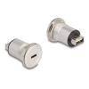 Delock - USB-Adapter - USB-C (W) Paneel montierbar zu USB (W) - USB 2.0 - M22-Gewinde - Black Silver