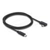 Delock - USB-Kabel - USB-C (M) gerade zu USB-C (M) links / rechts abgewinkelt - USB 3.2 / Thunderbolt 3 - 48 V - 5 A - 1 m - bis zu 40 Gbps Datenübertragungsrate, USB Power Delivery 3.1 (240W) - Schwarz