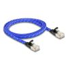 Delock RJ45 Flachband Netzwerkkabel mit Geflechtmantel Cat.6A U / FTP 1 m blau