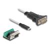 Delock - USB-C / serielle Kabel - USB-C (M) zu DB-9 (M) - USB 2.0 / EIA-422 / 485 - 5 V - 2 m - Daumenschrauben - durchsichtig - mit 6-poliger Anschlussblock / 9-poliger D-Sub (DB-9) Adapter