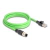 Delock - Netzwerkkabel - 8-polig M12-A (M) zu RJ-45 (M) - 2 m - 6.8 mm - SF / UTP - ohne Haken - grün