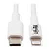 Eaton Tripp Lite Series USB-C to Lightning Sync / Charge Cable (M / M), MFi Certified, White, 3 ft. (0.9 m) - USB-Kabel - 24 pin USB-C (M) zu Lightning (M) - USB 2.0 - 20 V - 3 A - 90 cm - weiß