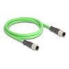 Delock - Netzwerkkabel - 4-polig M12-D (M) zu 4-polig M12-D (M) - 1 m - 6.5 mm - SF / UTP - grün