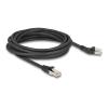 Delock - Patch-Kabel - RJ-45 (M) links abgewinkelt zu RJ-45 (M) gerade - 5 m - 6 mm - S / FTP - CAT 6a - halogenfrei, ohne Haken - Schwarz