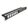 Delock 19 Zoll Keystone Patchpanel 24 Port gewinkelt mit Entlastungsschiene schwarz