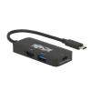 Tripp Lite USB C Multiport Adapter - HDMI 4K @ 60 Hz, 4:4:4, HDR, USB-A, USB-C PD 3.0 Charging (100W), Black - Video- / Audio-Adapter - 24 pin USB-C männlich umkehrbar zu HDMI, USB Typ A, 24 pin USB-C weiblich - 15.2 cm - Schwarz - 4K Unterstützung -