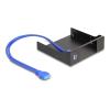 Delock - Wechselrahmen (Schacht) - 5,25", Metall, für schlanke mobile Rack-Baueinheit, USB 5 Gbps Hub mit 2-port USB 3.0 hub - Schwarz