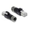 Delock M12 Adapter D-kodiert 4 Pin Buchse zu RJ45 Stecker schwarz