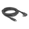Delock - USB-Kabel - 24 pin USB-C (M) zu 24 pin USB-C (M) gewinkelt - 3 A - 2 m - USB Power Delivery (60W), unterstützt 4K 144 Hz (3840 x 2160), up to 5 Gbps data transfer rate, E-marker - Schwarz