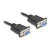 Delock - Kabel seriell - DB-9 (W) zu DB-9 (W) - 10 m - Daumenschrauben, unterstützt RS-232 serielle Schnittstelle, robustes Steckdose-Gehäuse - Schwarz