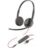 Poly Blackwire 3225 - 3300 Series - Headset - On-Ear - kabelgebunden - USB, 3,5 mm Stecker - Schwarz - Skype-zertifiziert, Avaya Certified, Cisco Jabber Certified