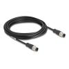 Delock - Netzwerkkabel - M12 (4-polig) (M) zu M12 (4-polig) (M) - 5 m - 5 mm - S / FTP - CAT 5e - D-kodiert - Schwarz