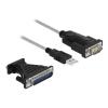 Delock Adapter USB 2.0 Typ-A zu 1 x Seriell RS-232 D-Sub 9 + Adapter D-Sub 25