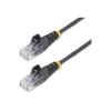 StarTech.com - Patch-Kabel - RJ-45 (M) zu RJ-45 (M) - 25 cm - 3.6 mm - UTP - CAT 5 / 5e / 6 - IEEE 802.3bt - halogenfrei, ohne Haken, gerade - Schwarz