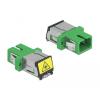 Delock LWL Kupplung mit Laserschutzklappe SC Simplex Buchse zu SC Simplex Buchse Singlemode grün