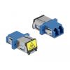 Delock LWL Kupplung mit Laserschutzklappe LC Duplex Buchse zu LC Duplex Buchse Singlemode blau