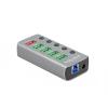 Delock USB 3.2 Gen 1 Hub mit 4 Ports + 1 Schnellladeport + 1 USB-C PD 3.0 Port mit Schalter und Beleuchtung