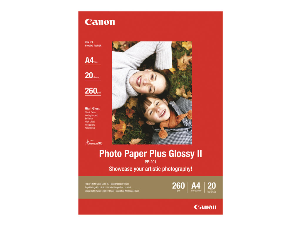 Canon Photo Paper Plus Glossy II PP-201 - Hochglänzend - 270 Mikron - 89 x 89 mm - 265 g / m² - 20 Blatt Fotopapier - für PIXMA TS7450i