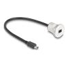 Delock - USB-Verlängerungskabel - Mini-USB, Typ B (M) zu Mini-USB, Typ B (W) Paneel montierbar - USB 2.0 - 30 cm - M22 Gewinde - Schwarz, Silber