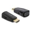 Delock - Video- / Audio-Adapter - HDMI männlich zu 15 pin D-Sub (DB-15), mini-phone stereo 3.5 mm weiblich - Schwarz - 1080p Unterstützung 60Hz