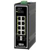 Tripp Lite Unmanaged Industrial Gigabit Ethernet Switch 8-Port - 10 / 100 / 1000 Mbps, PoE+ 30W, 2 GbE SFP Slots, DIN Mount - Switch - unmanaged - 8 x 10 / 100 / 1000 + 2 x 1000Base-X SFP (Uplink) - an DIN-Schiene montierbar - PoE+ (240 W) - DC-Stromverso