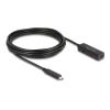 Delock - USB-Verlängerungskabel - USB-C (M) zu USB-C / Powereingang DC-Buchse (W) - 5 V - 2 A - 5 m - bis zu 10 Gbps Datentransferrate - Schwarz