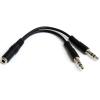StarTech.com 3,5mm Audio Klinke Y Kabel - Headset Splitter - Adapter - 1 x 3,5mm 4 Position Buchse 2 x 3,5mm 3 Position Stecker - Schwarz - Headset-Splitter - mini-phone stereo 3.5 mm männlich zu 4-poliger Mini-Stecker weiblich - Schwarz - für P / N: M