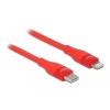 Delock Daten- und Ladekabel USB Type-C zu Lightning für iPhone, iPad und iPod rot 0,5 m MFi