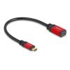 Delock - USB-Adapter - USB-C (M) zu USB Typ A (W) - 15 cm - bis zu 10 Gbps Datentransferrate, vergoldete Kontakte - Schwarz / Rot