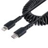 StarTech.com 50cm USB C auf Lightning Kabel, spiralkabel, MFi-zertifiziert, Schnellladekabel für iPhone / iPad , schwarz, langlebiger TPE-Mantel aus Aramidfaser, USB C 2.0 Kabel (RUSB2CLT50CMBC) - Lightning-Kabel - 24 pin USB-C männlich zu Lightning mä