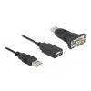 Delock Adapter USB 2.0 Typ-A zu 1 x Seriell RS-232 D-Sub 9 Pin Stecker mit Muttern