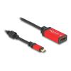 Delock - Adapterkabel - USB-C (M) zu DisplayPort (W) - 20 cm - 8K30Hz Unterstützung, DP Alt-Modus Unterstützung, HDR10-Unterstützung - Schwarz / Rot