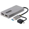 StarTech.com USB to Dual HDMI Adapter, USB A / C to 2x HDMI Monitors (1x 4K 30Hz, 1x 1080p), Integrated USB-A to C Dongle, 4in / 11cm Cable, Windows & macOS - USB 3.0 to HDMI Multi-Monitor Display Adapter for Laptop (107B-USB-HDMI) - Videoadapter - USB T