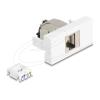 Delock - Easy 45 - Einrastmodul - CAT 6a, STP, mit Verriegelungsklip und ohne Kabelbinder - RJ 45 - einfach - weiß, Silber