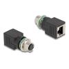 Delock M12 Adapter A-kodiert 8 Pin Buchse zu RJ45 Buchse gerade