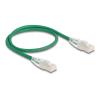 Delock RJ45 Netzwerkkabel Cat.6A Stecker zu Stecker mit gebogener Rastnase U / FTP Slim 0,5 m grün
