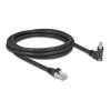 Delock - Netzwerkkabel - RJ-45 (M) gerade zu RJ-45 (M) gewinkelt, drehbar, schraubbar - 2 m - 7 mm - S / FTP - CAT 6 - ohne Haken, Gigabit Ethernet Support - Schwarz