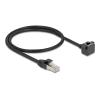Delock - Netzwerkverlängerungskabel - RJ-45 (M) zu RJ-45 (W) abgewinkelt, verschraubbar - 0.5 m - 6 mm - Foiled Unshielded Twisted Pair (F / UTP) - CAT 6 - 27,6 mm Schraubabstand - Schwarz